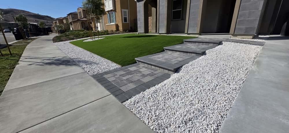 Paver steps and front walkway in Sherman Oaks by Option 1 Builders